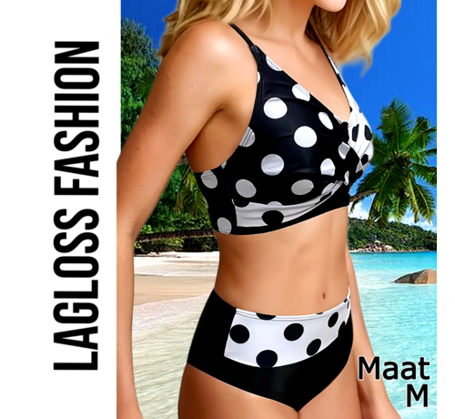 LaGloss LaGloss® Bikini Set Dames – Polka Dot & Twist Design – Tweedelig Strapless Badpak – Maat M
