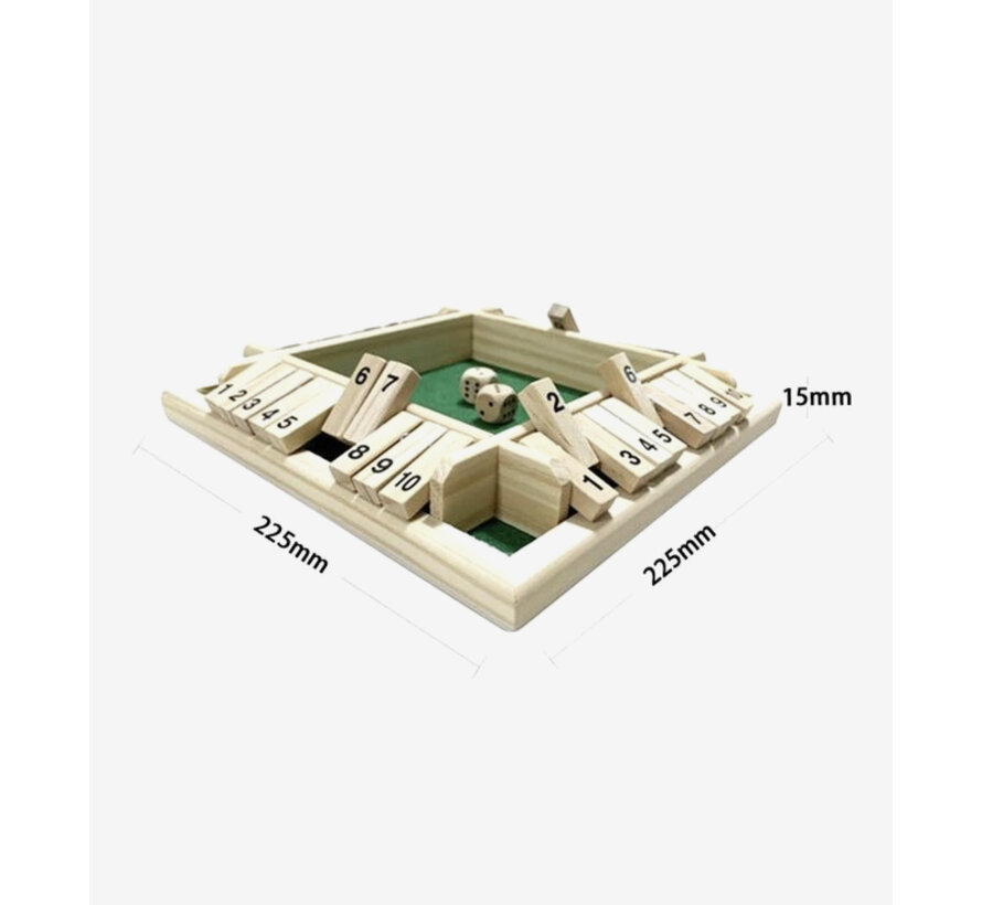 Allernieuwste.nl® Shut the box - Dobbelspel - 1 - 4 spelers - Houten Bordspel - Drankspel - Denkspel - Gezelschapsspel voor volwassenen en kinderen
