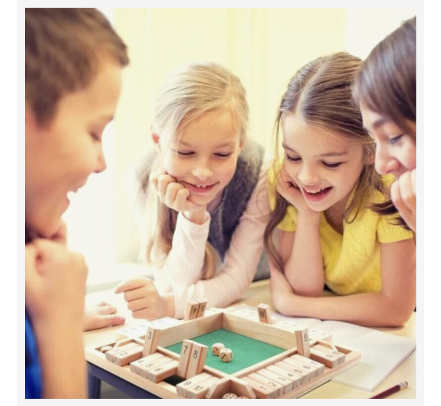 Allernieuwste.nl® Shut the box - Dobbelspel - 1 - 4 spelers - Houten Bordspel - Drankspel - Denkspel - Gezelschapsspel voor volwassenen en kinderen