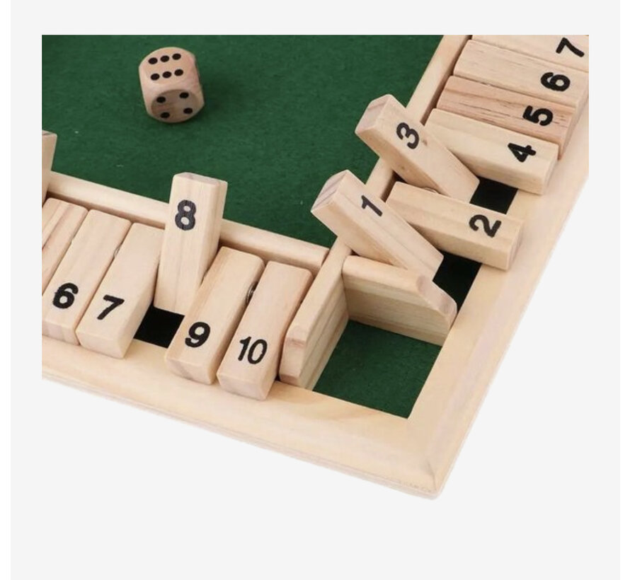 Allernieuwste.nl® Shut the box - Dobbelspel - 1 - 4 spelers - Houten Bordspel - Drankspel - Denkspel - Gezelschapsspel voor volwassenen en kinderen