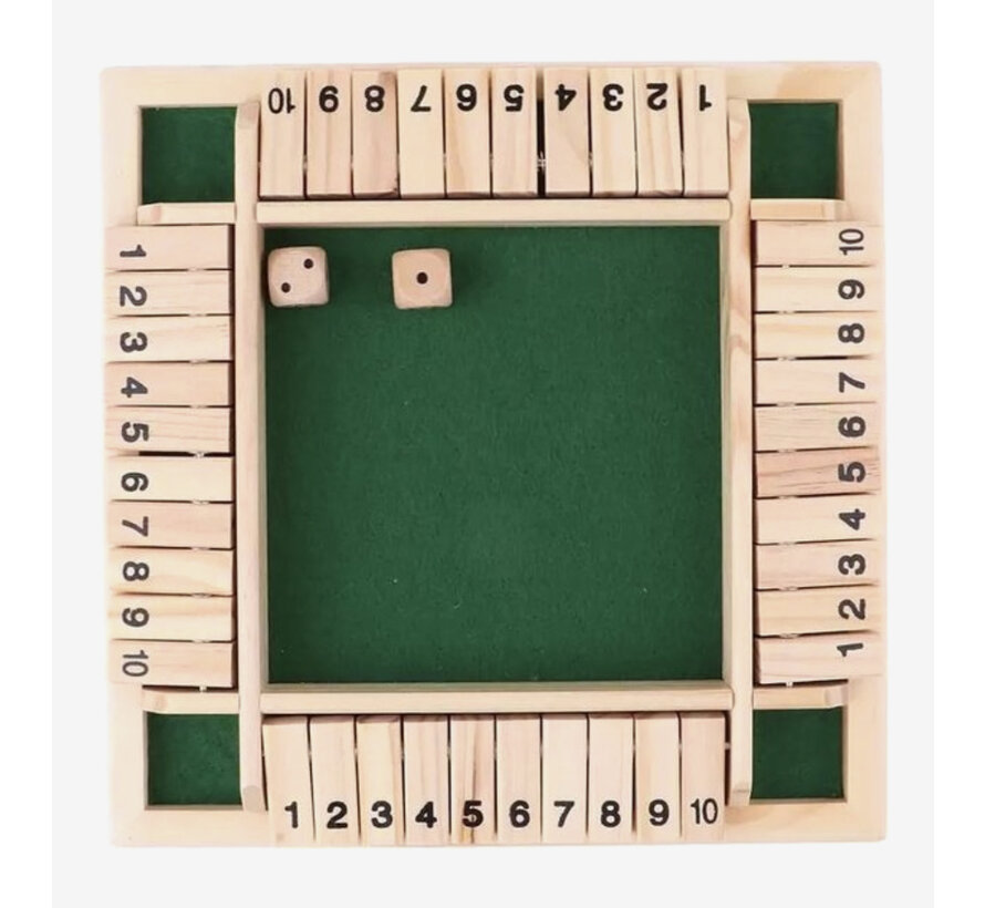 Allernieuwste.nl® Shut the box - Dobbelspel - 1 - 4 spelers - Houten Bordspel - Drankspel - Denkspel - Gezelschapsspel voor volwassenen en kinderen