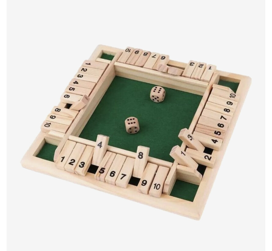 Allernieuwste.nl® Shut the box - Dobbelspel - 1 - 4 spelers - Houten Bordspel - Drankspel - Denkspel - Gezelschapsspel voor volwassenen en kinderen