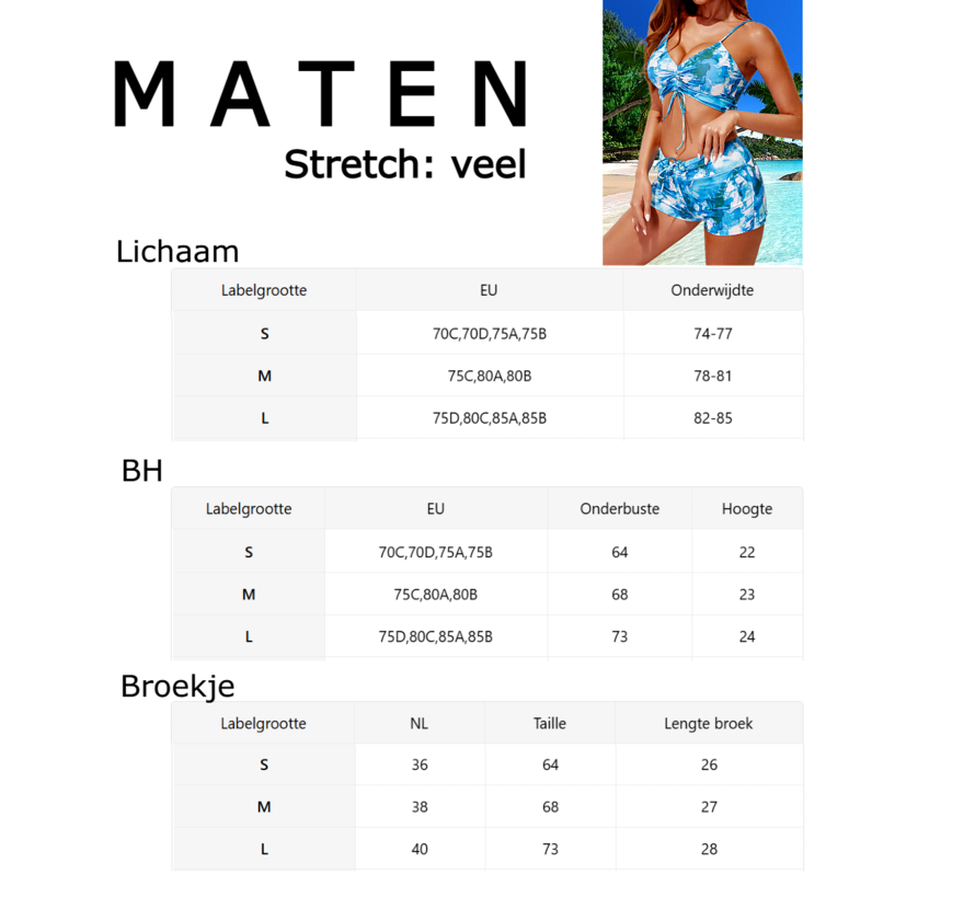 LaGloss® 2-delig Blauwe Tye-dye Bikiniset in Hoog Elastisch Materiaal – Sexy & Comfortabel – Maat M