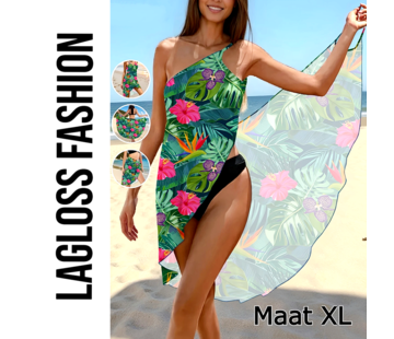 LaGloss 3-in-1 Cover-Up Wikkeljurk met Tropische Print – Maat XL