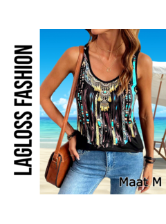 LaGloss Tanktop Ibiza Tuniek Dames – All-over Kleurenprint - Maat M