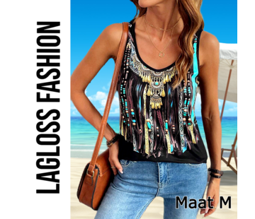 LaGloss Tanktop Ibiza Tuniek Dames – All-over Kleurenprint - Maat M