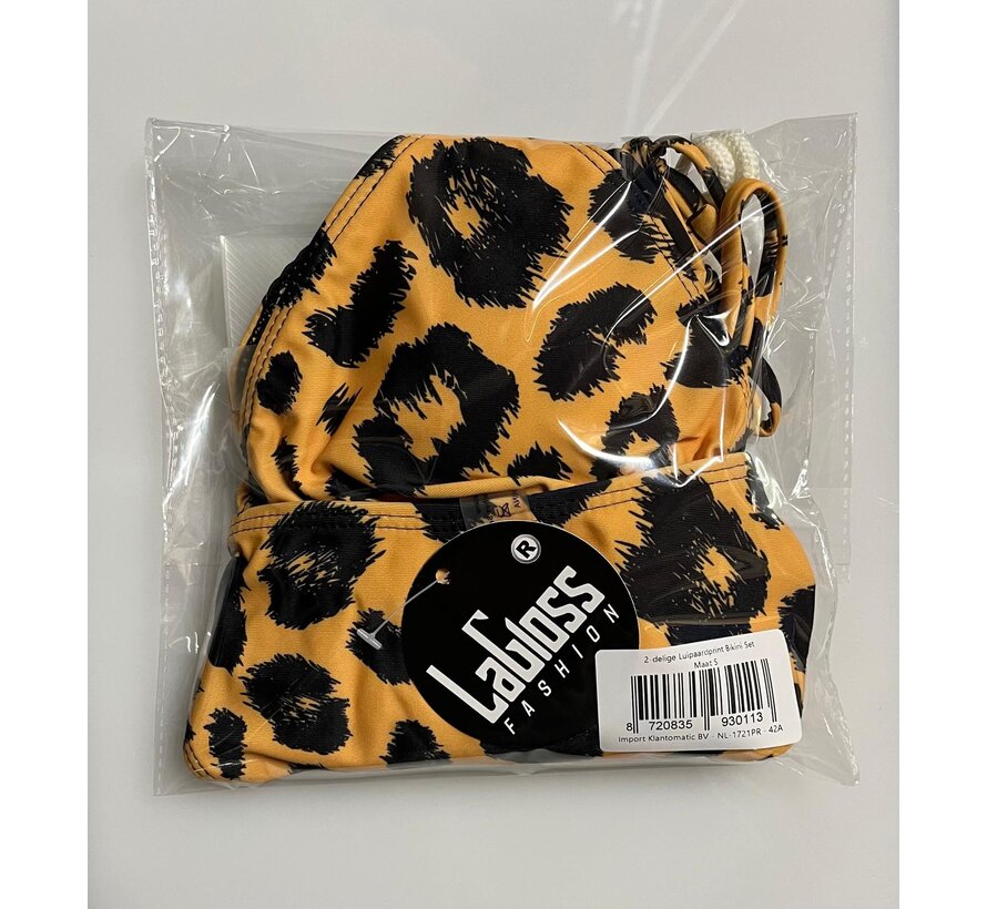 LaGloss® 2-delige Luipaardprint Bikini Set – Sexy Triangelmodel met Striksluiting – Hoog Elastisch – Maat S