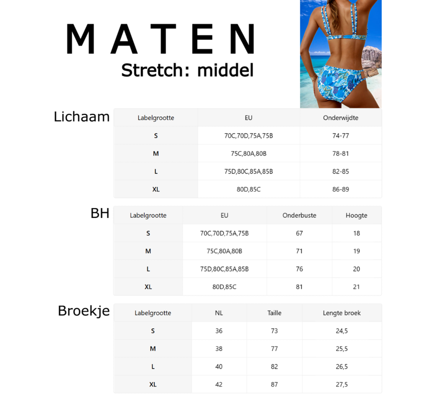 LaGloss® 2-delige Blauwe Stijlvolle & Sexy Bikini Set – Middel Elastische Random Print – Perfect voor Strand – Maat XL