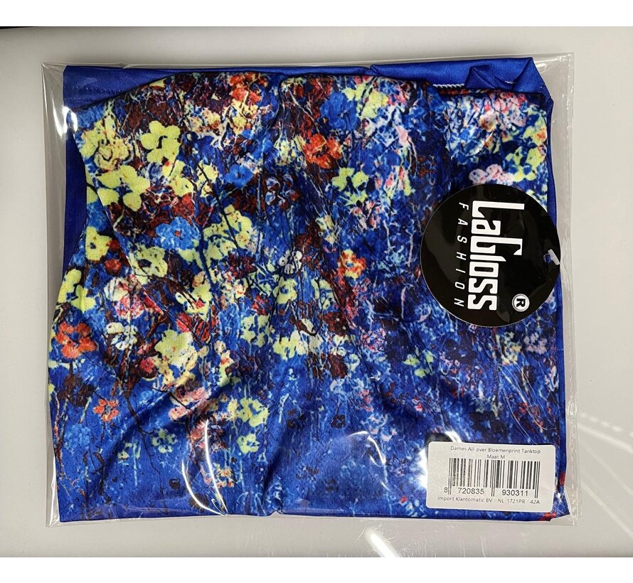 LaGloss® Tanktop Dames – All-over Bloemenprint - Mouwloos Shirt - Casual Ronde Hals Tank Top - Maat M