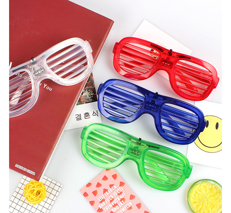 T.O.M. Partybril 4 STUKS – lichtgevende Led Party Bril – Foute Disco Bril Party Festival – 4 kleuren