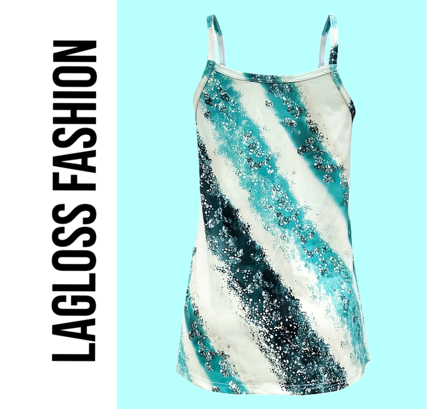 LaGloss® Mouwloze V-Hals Tanktop Dames Oceaan Blauw – Zomerse Elegante Top – Licht Elastisch – Maat M