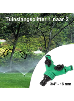 Allernieuwste.nl® 2-Weg Tuinslangsplitter 3/4”-16mm – Y-Waterverdeler – ABS Groen