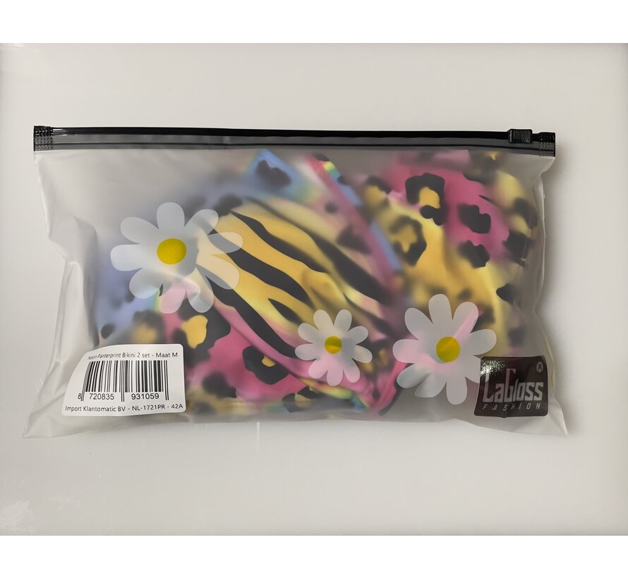 LaGloss® Neon Panter print Bikini-2 zomer - beach swimsuit - strand bikini zwembad - 2-delig - Maat M