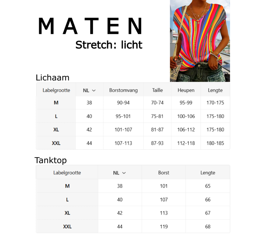 LaGloss® Dames Western Streep Tanktop – Kleurige V-Hals T-Shirt – Casual Korte Mouw Top – Lente/Zomer/Herfst – Licht Elastisch – Maat XL