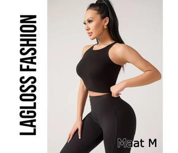 LaGloss Dames Yoga Tanktop Zwart Katoen - Maat M