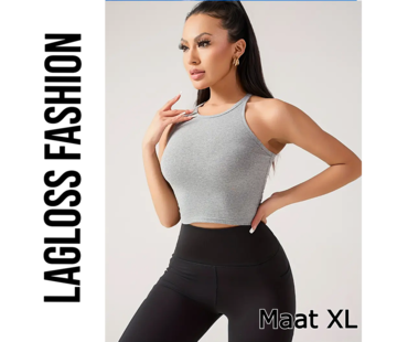 LaGloss Dames Yoga Tanktop Grijs Katoen - Maat XL