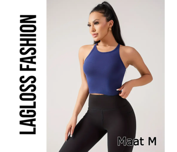 LaGloss Dames Yoga Tanktop Blauw Katoen - Maat M