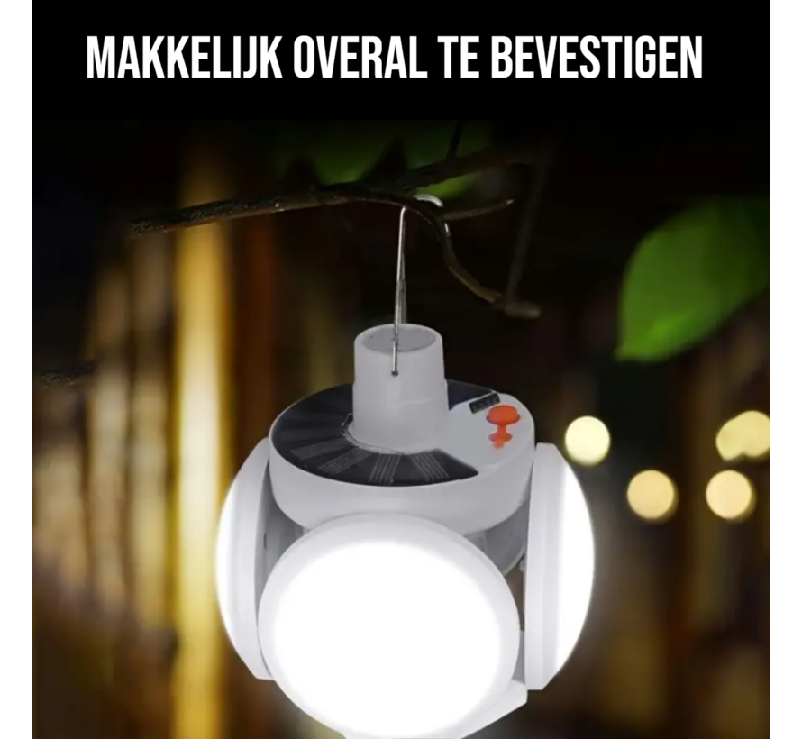 Solar Led Lamp 1600mAh - 5x Led Noodlamp - USB Oplaadbaar - Kamperen en Noodverlichting