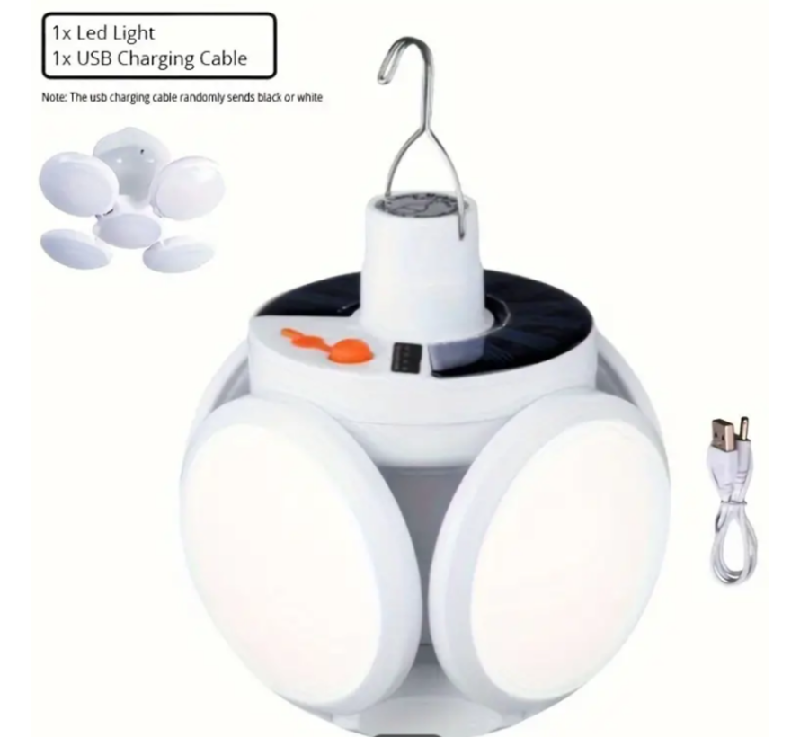 Solar Led Lamp 1600mAh - 5x Led Noodlamp - USB Oplaadbaar - Kamperen en Noodverlichting