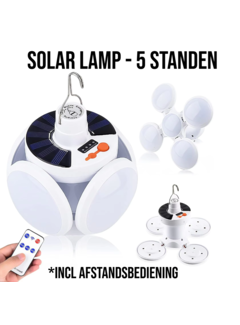 Allernieuwste.nl® Solar Led Lamp - USB Oplaadbaar - 1600mAh - 5 Modi + Afstandsbediening