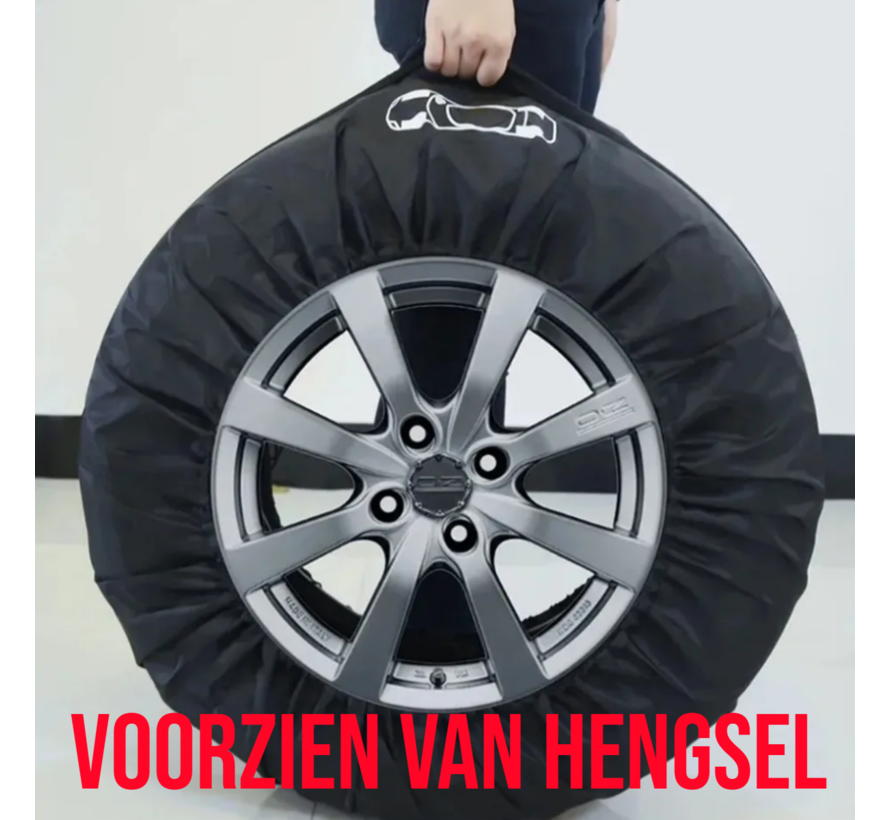 4x Bandenhoezen Set Autobanden Beschermhoezen met Handvat voor 19 t/m 23 inch Zwart/Rood Polyester