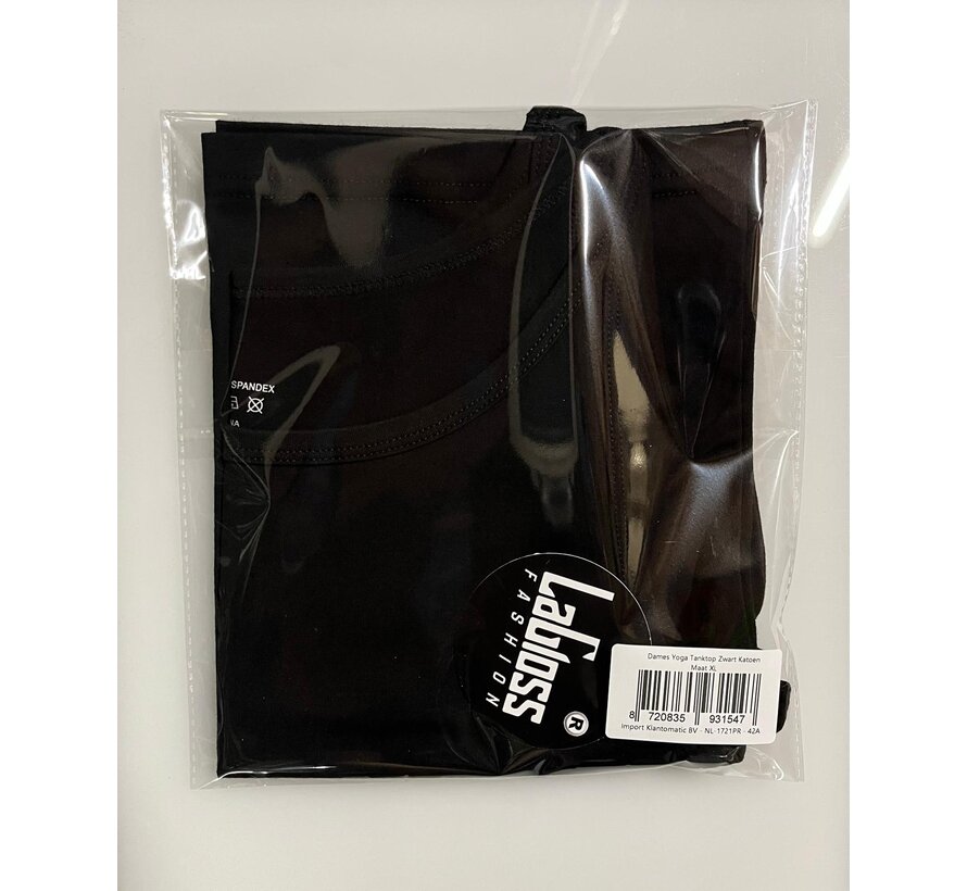 LaGloss® Dames Yoga Tanktop Zwart Katoen – Snel Droog Fitness Top met Ingebouwde BH – Ademend Sportshirt voor Yoga, Hardlopen & Gym – Maat XL