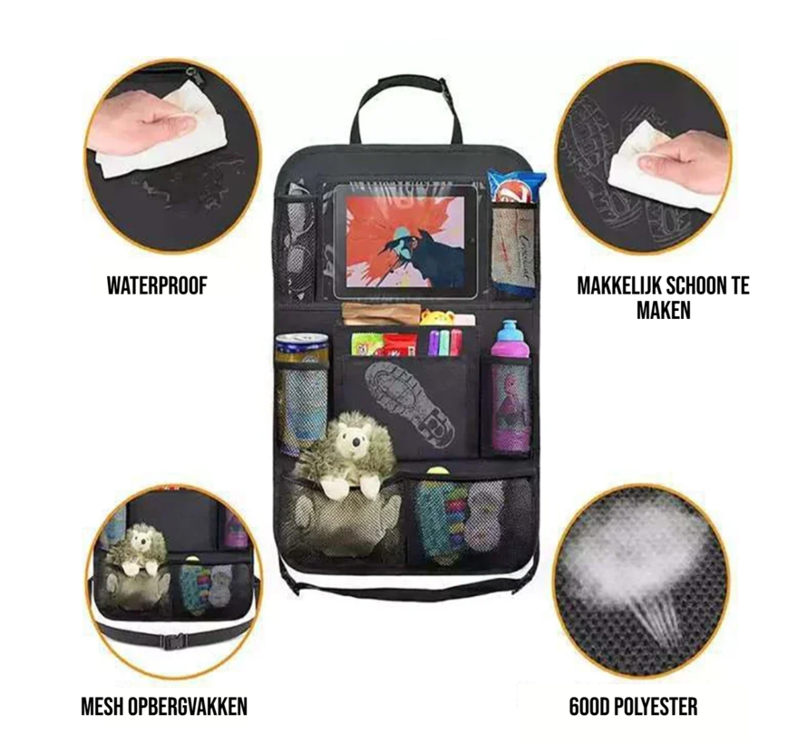 2 x Kinder Multifunctionele Autostoel Organizers voor Vakantie - Zwart