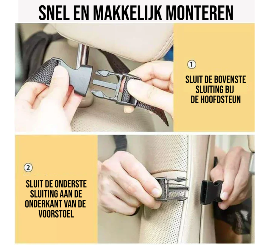 2 x Kinder Multifunctionele Autostoel Organizers voor Vakantie - Zwart
