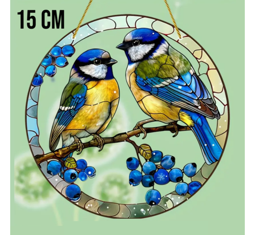 Allernieuwste.nl Allernieuwste.nl® Raamhanger Pimpelmees – Glas-in-Lood Stijl Zonnevanger 15 cm