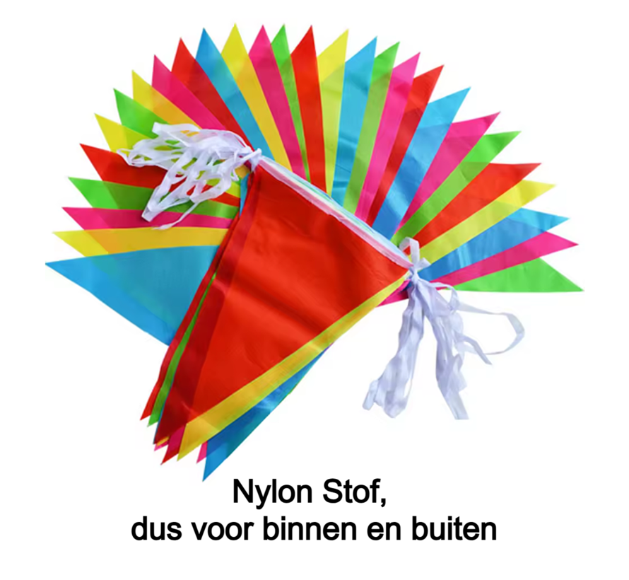 40 Meter Veelkleurige Vlaggenlijn Driehoekige Nylon Stoffen Slinger 100 Vlaggen - Binnen & Buiten