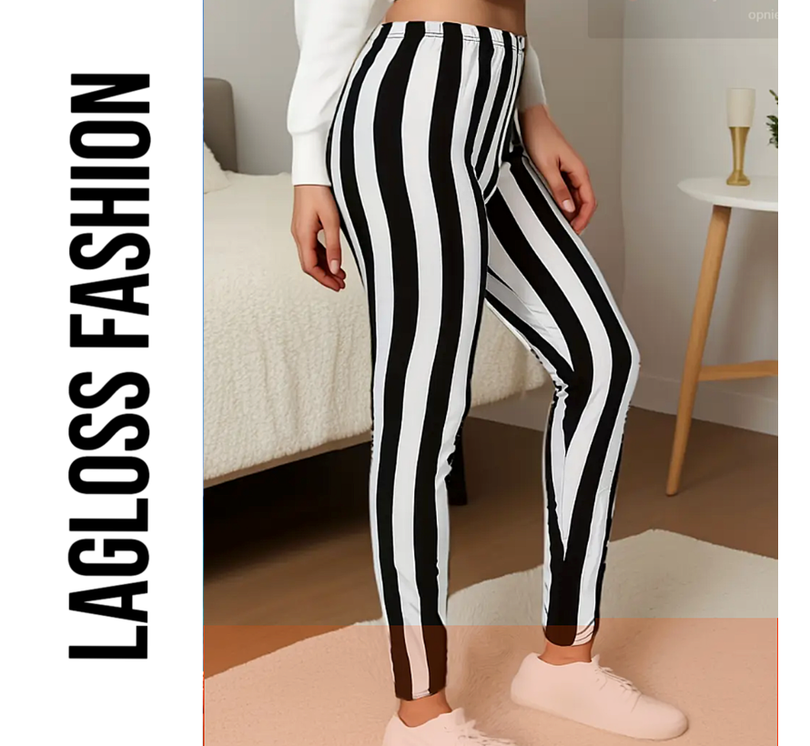 LaGloss® Dames Hoge Taille Yoga Leggings Zwart & Wit Gestreept Maat S – Hoge Stretch Sportlegging – Comfortabele Gym & Yoga Broek