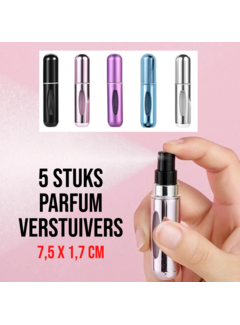 LaGloss® Mini Parfum Verstuiver Set – 5x 5 ml – Mix Kleuren