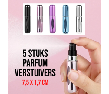 LaGloss® Mini Parfum Verstuiver Set – 5x 5 ml – Mix Kleuren