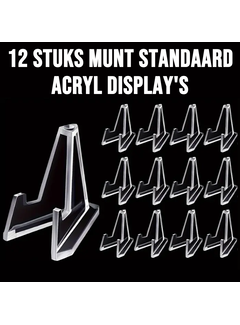 Allernieuwste.nl 12 Stuks Munt Standaard Acryl Display – Transparant - 5,4 cm hoog
