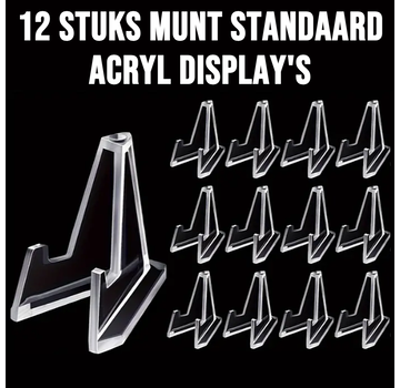 Allernieuwste.nl 12 Stuks Munt Standaard Acryl Display – Transparant - 5,4 cm hoog