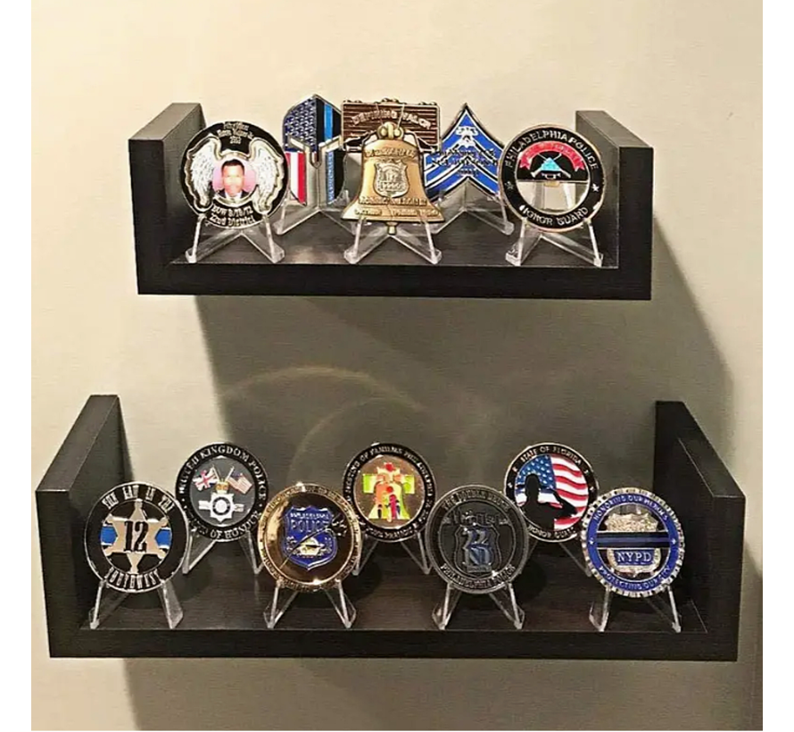 Allernieuwste.nl® 12 Stuks Munt Standaard Acryl Display Muntstandaard – Kaartenstandaard Munten Houder Transparant - 5,4 cm Hoog %%