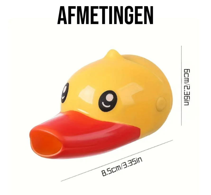 Kinder Kraanverlenger – Schattige Eend – Anti Spat Kraanuitloop 6 × 8,5 cm