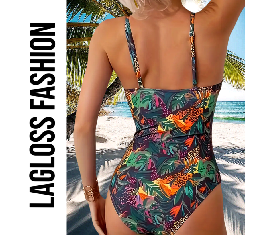 LaGloss® Badpak Jungle Print – Flatterend & Stijlvol Eendelig Zwempak – Maat L