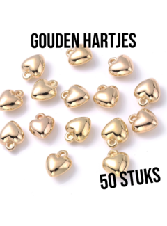 LaGloss 50 Stuks Hartjes DIY Sieraden Maken Goud Spacers 6x8 mm