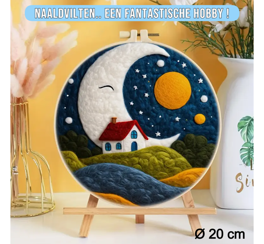 DIY Naaldvilt Wolvilt Pakket – Complete Starterset ‘Welterusten’– Met Wol, Naalden, Borduurring & Handleiding – Creatief Hobbypakket voor Beginners & Gevorderden