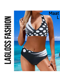 LaGloss 2-Delige Bikini Set met Zwart Wit Print Maat L