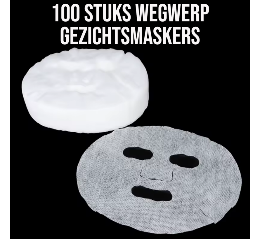 100 stuks Wegwerp Gezichtsmaskers Wit – DIY Cosmetische Katoenen Maskers – Hydraterend & Verzachtend voor Gezichtsverzorging – Huidvriendelijk
