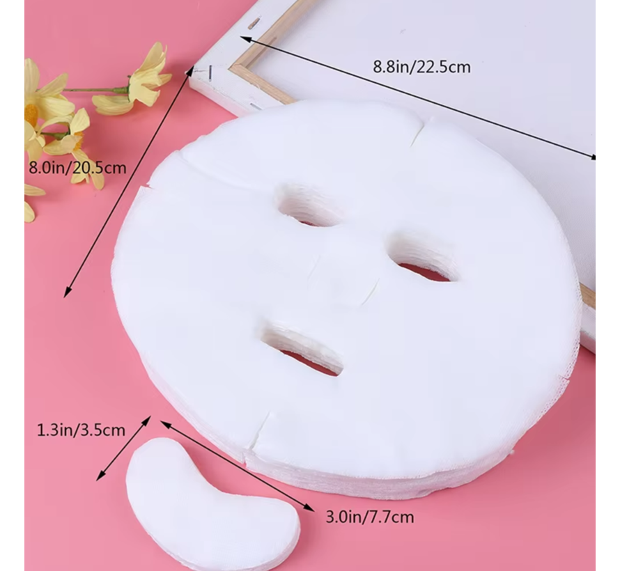 100 stuks Wegwerp Gezichtsmaskers Wit – DIY Cosmetische Katoenen Maskers – Hydraterend & Verzachtend voor Gezichtsverzorging – Huidvriendelijk