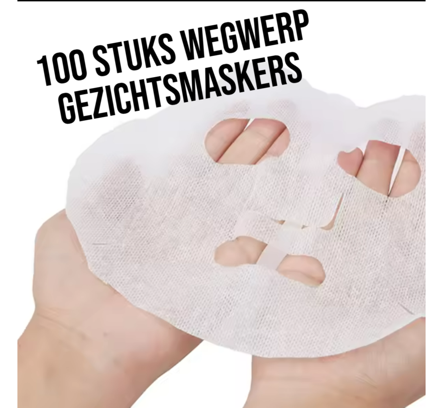 100 stuks Wegwerp Gezichtsmaskers Wit – DIY Cosmetische Katoenen Maskers – Hydraterend & Verzachtend voor Gezichtsverzorging – Huidvriendelijk