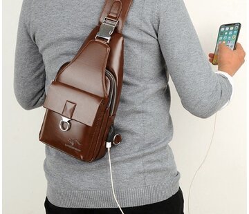 LaGloss Heren Schoudertas - Cognac Bruin - 16 x 30 cm