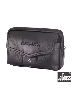 LaGloss Heren Heuptasje PU Leer – Zwart Horizontaal – 17.8x4x10 cm