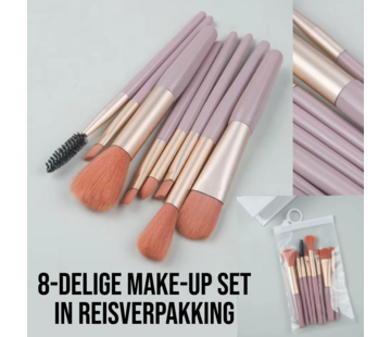 LaGloss® Mini Draagbare 8-Delige Make-Up Borstelset