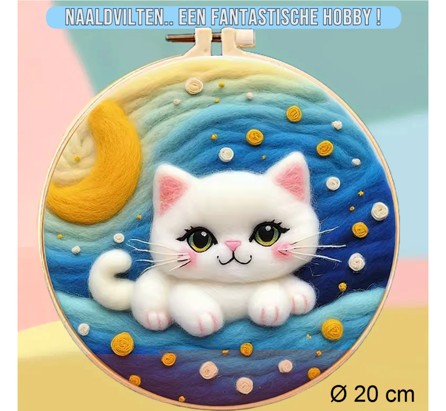 DIY Naaldvilt Wolvilt Pakket – Complete Starterset Kittens – Met Wol, Naalden, Borduurring & Handleiding – Creatief Hobbypakket voor Beginners & Gevorderden
