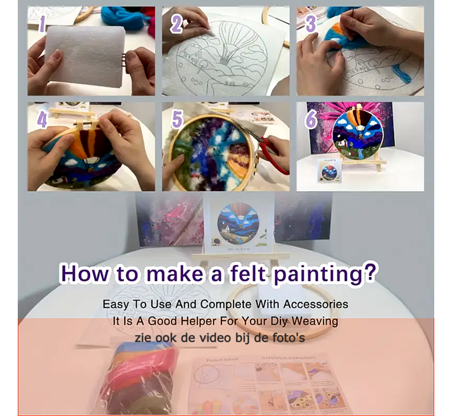 DIY Naaldvilt Wolvilt Pakket – Complete Starterset Kittens – Met Wol, Naalden, Borduurring & Handleiding – Creatief Hobbypakket voor Beginners & Gevorderden