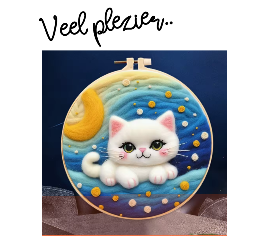 DIY Naaldvilt Wolvilt Pakket – Complete Starterset Kittens – Met Wol, Naalden, Borduurring & Handleiding – Creatief Hobbypakket voor Beginners & Gevorderden
